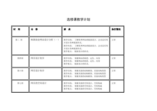 选修课教学计划