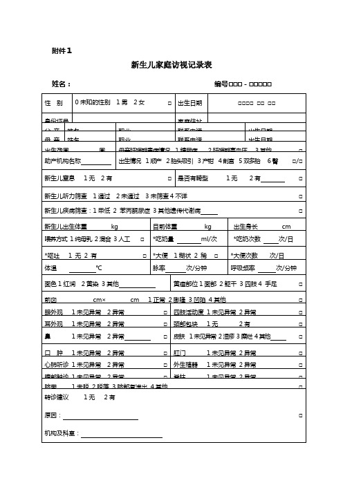 新生儿家庭访视记录表