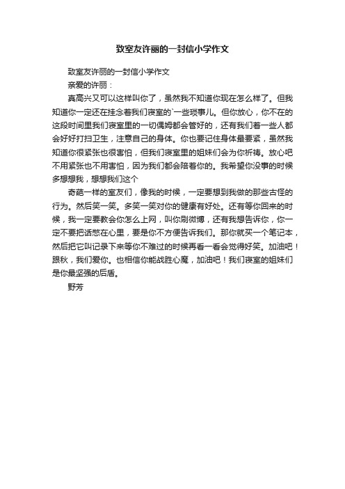 致室友许丽的一封信小学作文