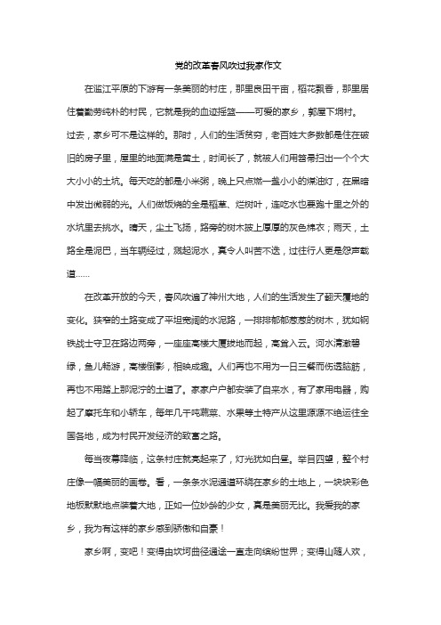 党的改革春风吹过我家作文