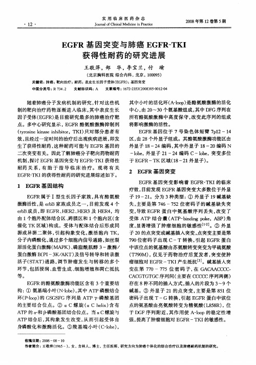 EGFR基因突变与肺癌EGFR-TKI获得性耐药的研究进展