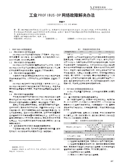 工业PROFIBUS-DP网络故障解决办法