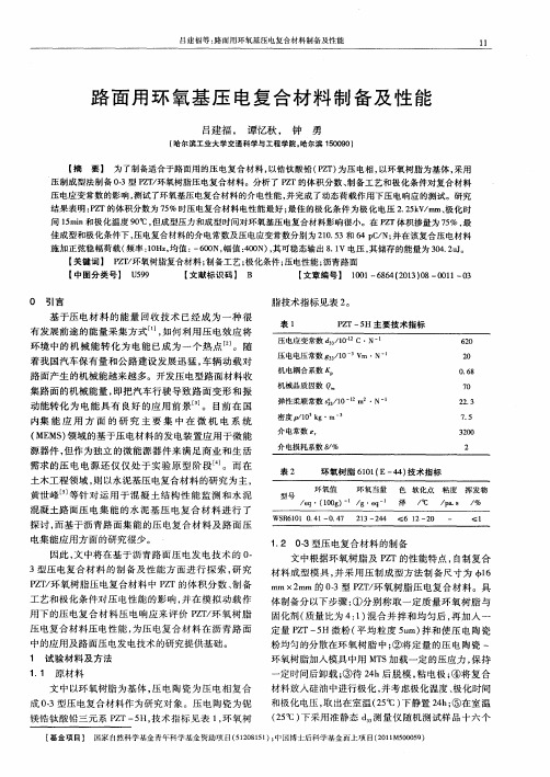 路面用环氧基压电复合材料制备及性能