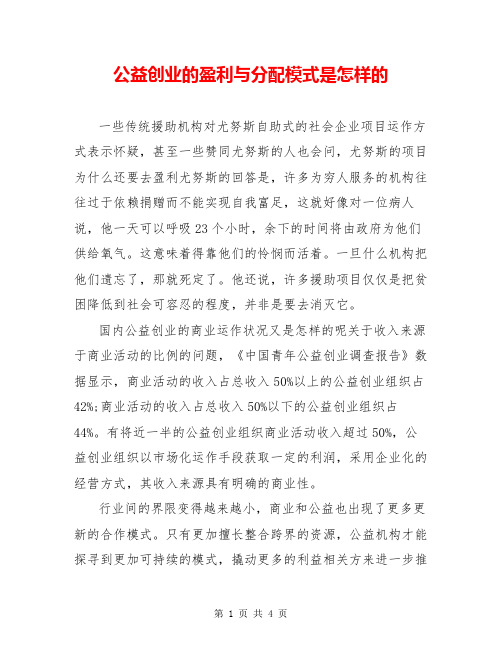 公益创业的盈利与分配模式是怎样的