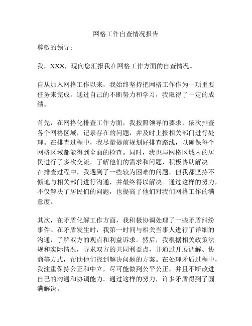 网格工作自查情况报告