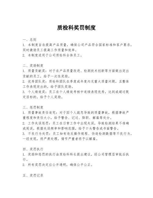 质检科奖罚制度