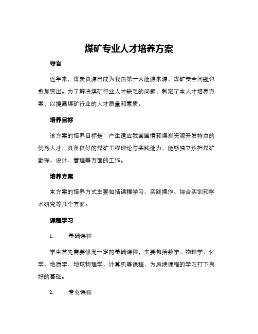 煤矿专业人才培养方案