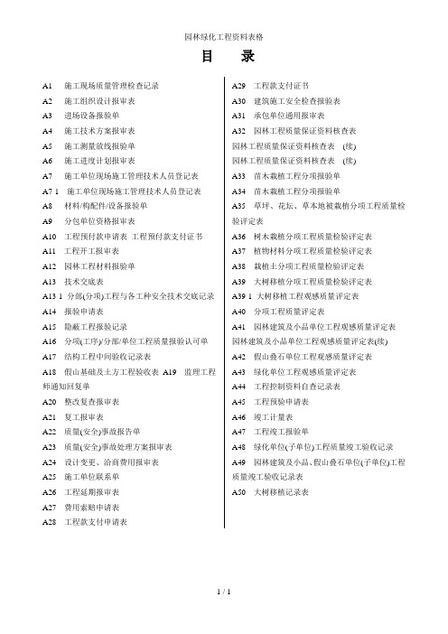 园林绿化工程资料表格