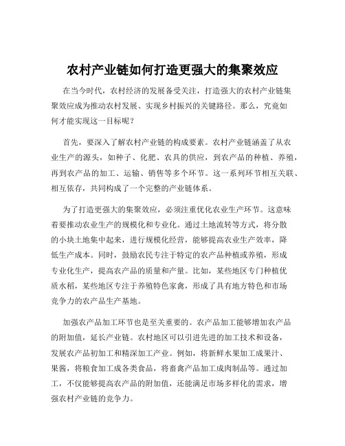 农村产业链如何打造更强大的集聚效应