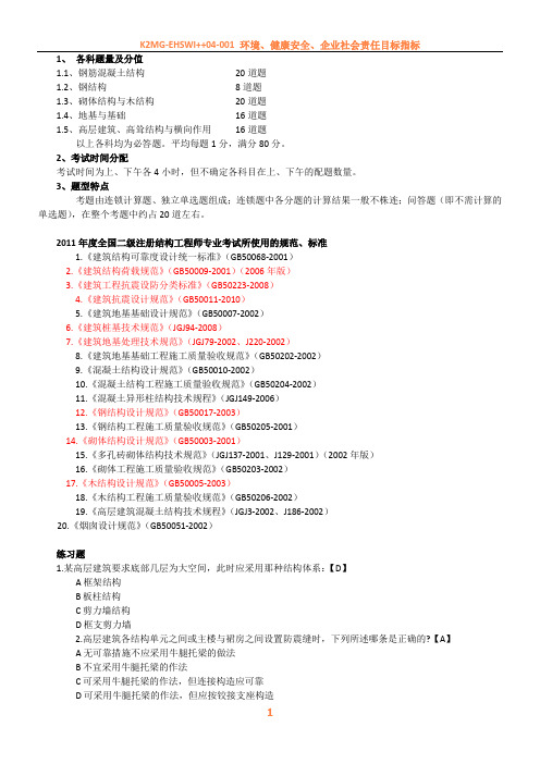 二级结构工程师题型和分值