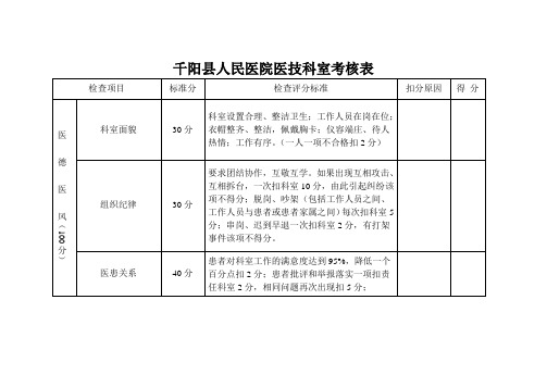 医技科室考核标准