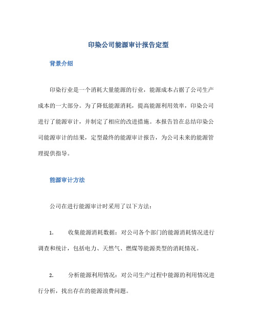 印染公司能源审计报告定型