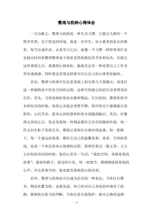 整理与收纳心得体会