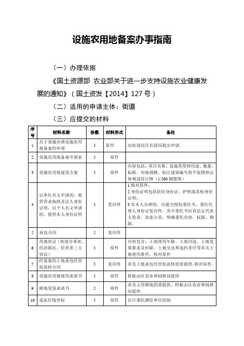 设施农用地备案办事指南