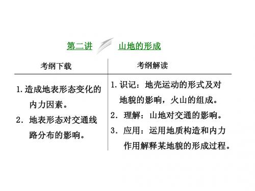 【三维设计】2014届高考地理人教版一轮复习课件：第四章第二讲 山地的形成