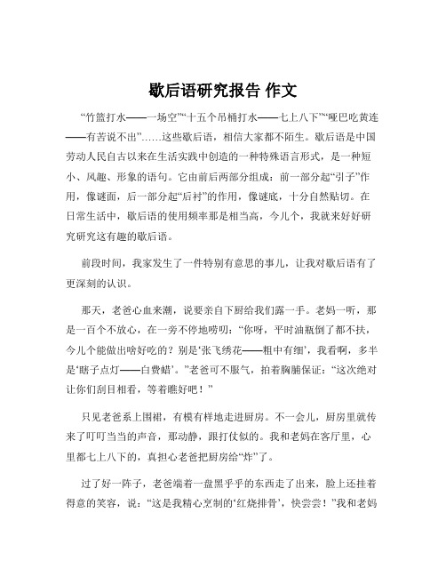 歇后语研究报告 作文