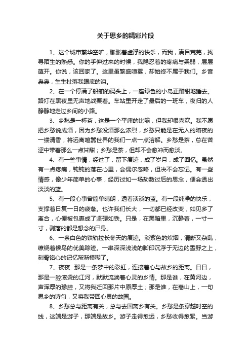 关于思乡的精彩片段