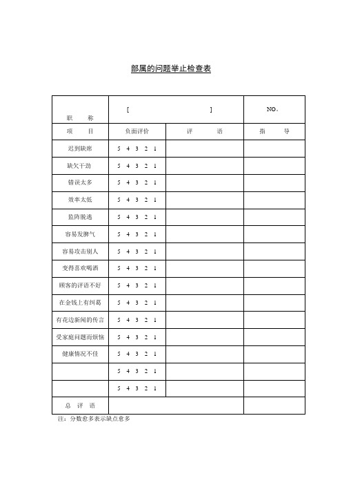 部属的问题举止检查表(doc模板)