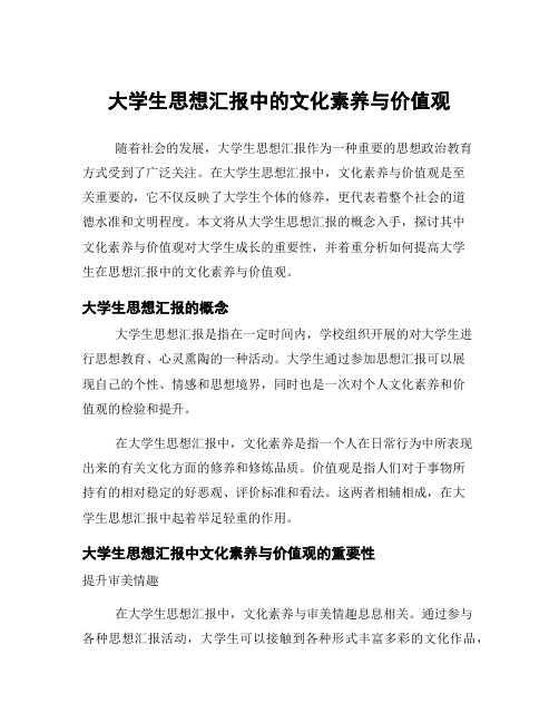 大学生思想汇报中的文化素养与价值观