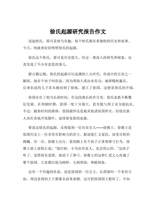 徐氏起源研究报告作文