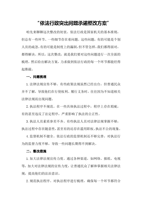 依法行政突出问题承诺整改方案