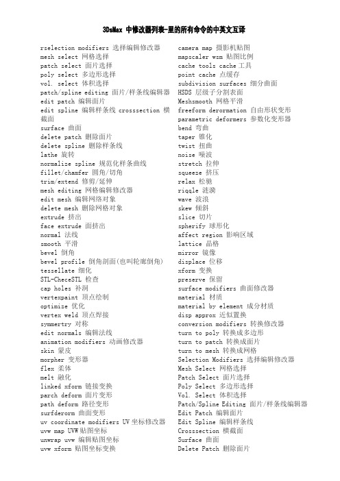 3DsMax 中修改器列表gg