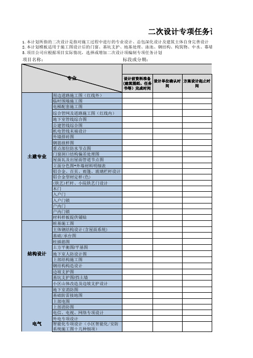 二次设计专项计划(模板)