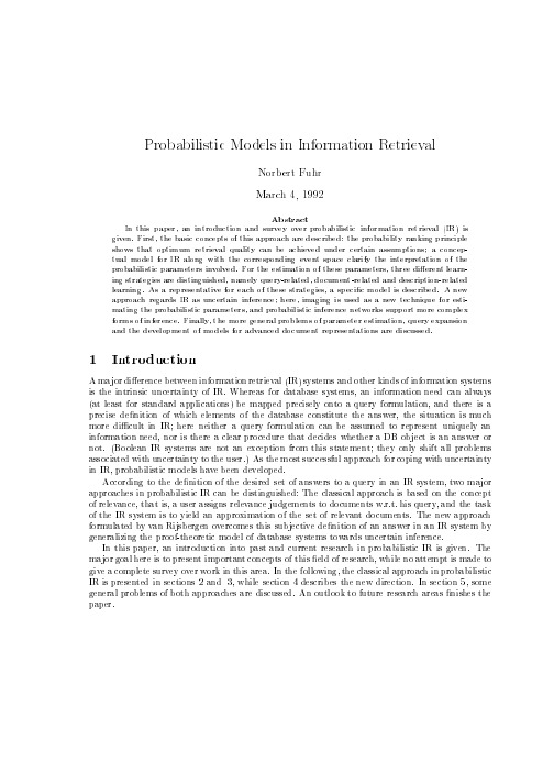 1992_Probabilistic Models in Information Retrieval