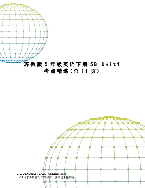 苏教版5年级英语下册5bunit1考点精练