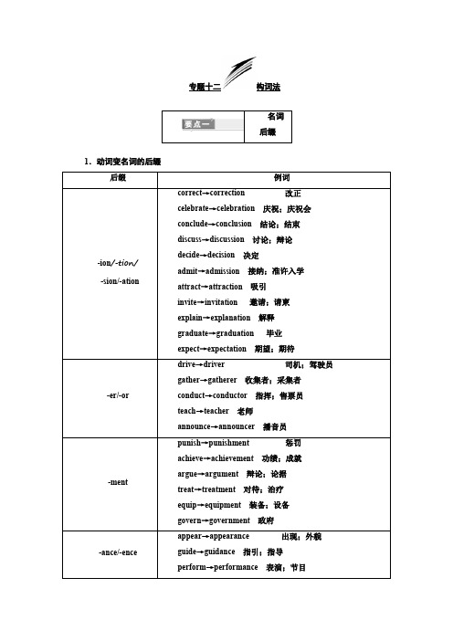 高考英语专题化语法贯通市级重点高中版讲义：专题十二+构词法.docx