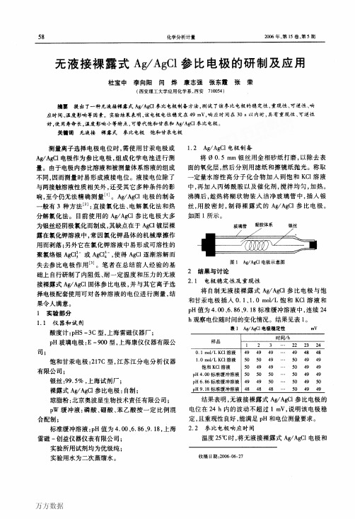 无液接裸露式AgAgCl参比电极的研制及应用