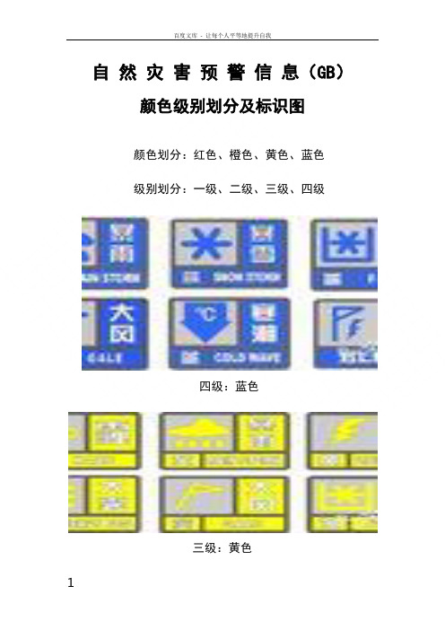 自然灾害预警信息颜色等级划分及图标