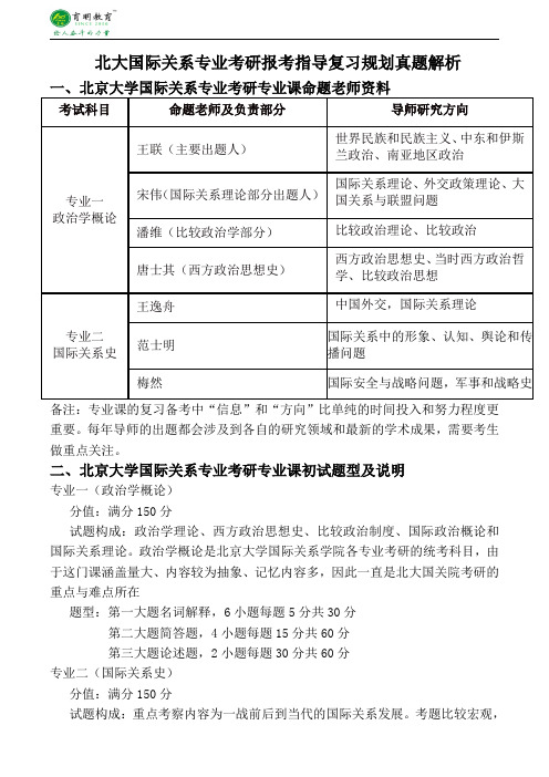 北京大学国际关系专业考研报考指导真题解析复习时间导师资料学长笔记-育明考研考博