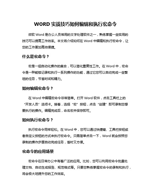 WORD实战技巧如何编辑和执行宏命令