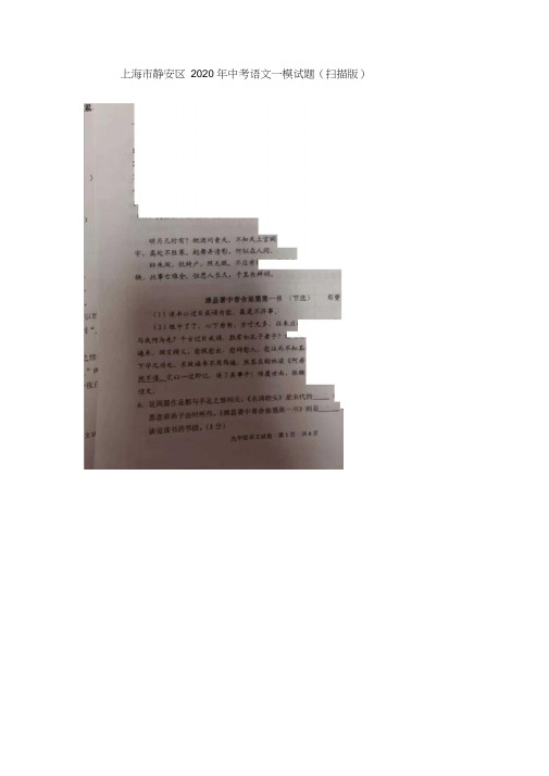 上海市静安区2020年中考语文二模试题