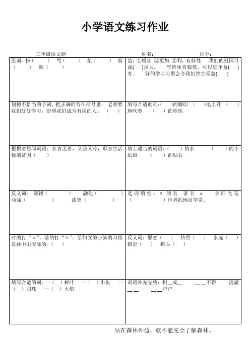 小学三年级语文快乐随堂练III (38)