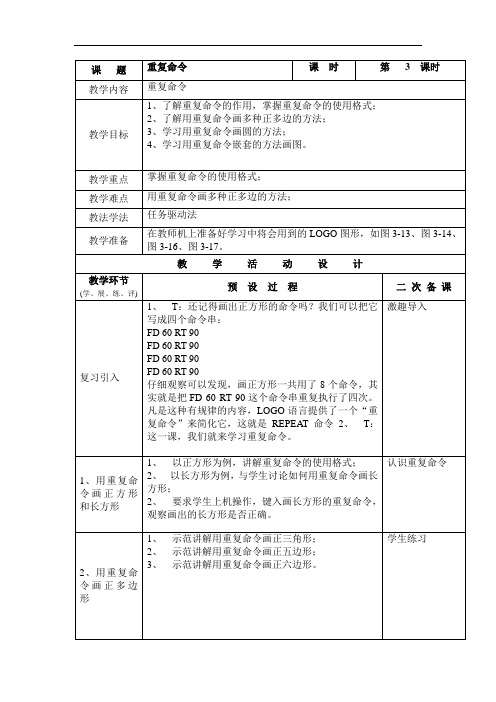 信息技术六下重复命令(优秀教学设计)