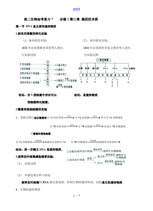 高二生物会考复习7    必修2第三章 基因的本质