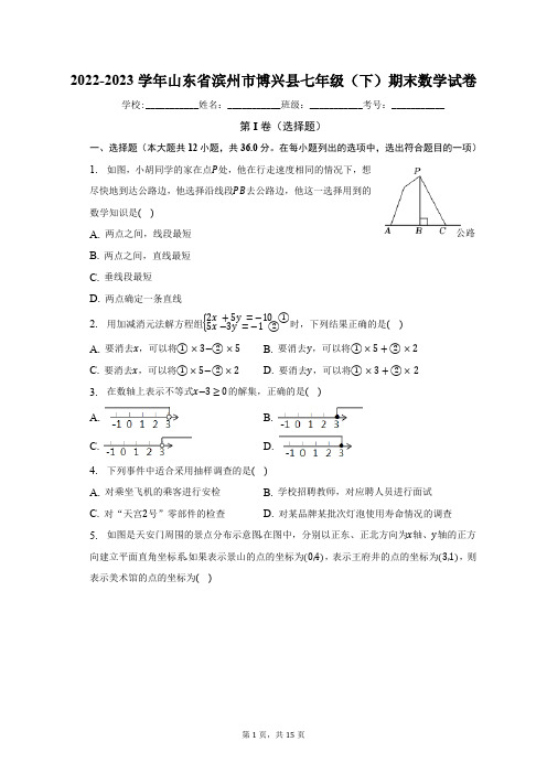 2022-2023学年山东省滨州市博兴县七年级(下)期末数学试卷(含解析)