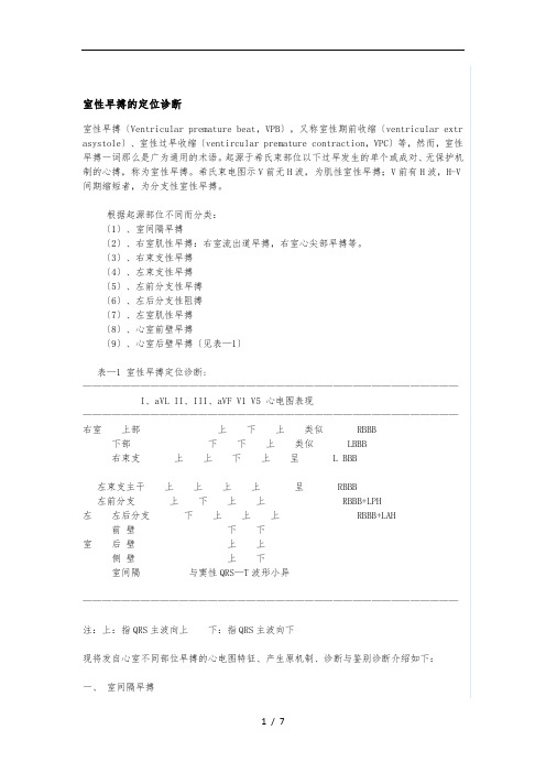 室性早搏的定位诊断