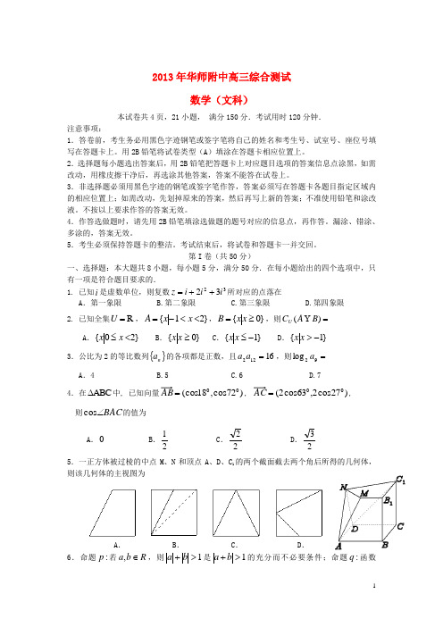 广东省华南师范大学附中高三数学5月综合测试试题 文 新人教A版