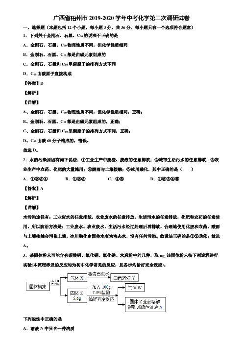 广西省梧州市2019-2020学年中考化学第二次调研试卷含解析