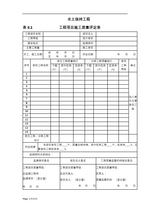 水土保持工程质量评定表