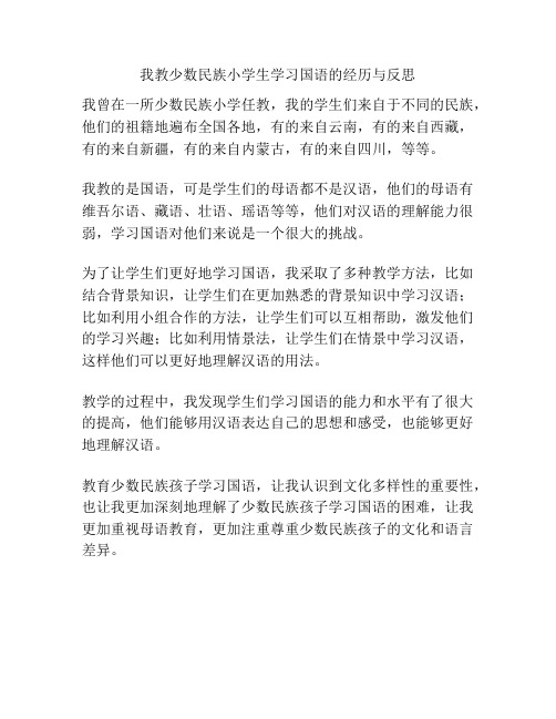 我教少数民族小学生学习国语的经历与反思