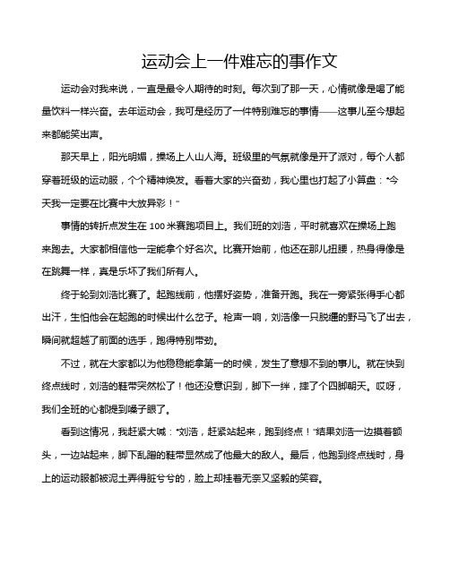 运动会上一件难忘的事作文