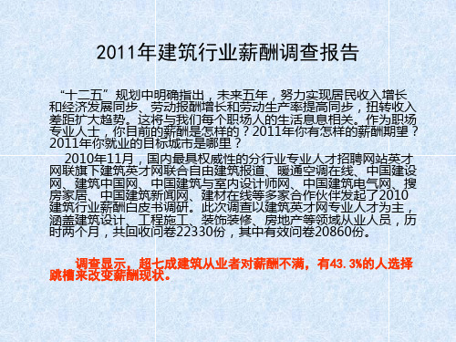 2011年建筑行业薪酬调查报告