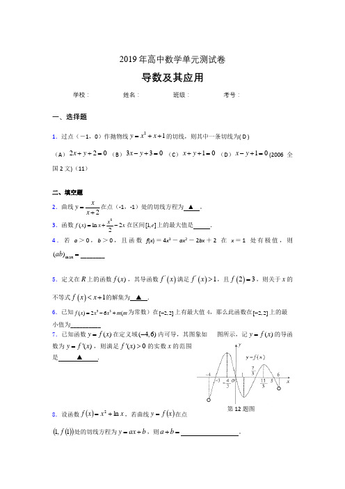 新版精选2019高考数学《导数及其应用》专题完整题(含标准答案)