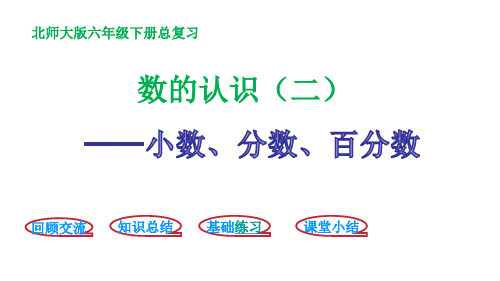 北师大版六年级下册数学总复习总复习-数与代数-小数、分数、百分数 (共25张PPT)