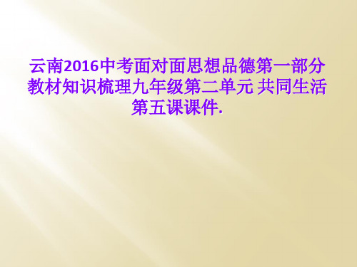 云南2016中考面对面思想品德第一部分 教材知识梳理九年级第二单元 共同生活  第五课课件.