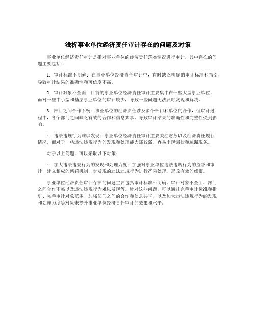 浅析事业单位经济责任审计存在的问题及对策